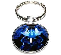 Porte Clé Métal Gémeaux Bleu Porteclef Maison Signe Astrologique Zodiaque clef voiture symbole astrologie tropicale zodiac cadeau anniversaire horoscope constellation astro homme femme garçon fille