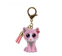 Porte-Clé Mini Figurine Fiona le Chat Rose avec Collier Pailleté