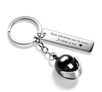 Porte-Clé Moto en Acier Inoxydable Porte Clef Forme Casque Pendentif avec Fais attention sur la route Porte-Clé Homme Femme Cadeau pour Fête Saint Valentin Anniversaire Noël