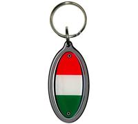 Porte-Clé Moto - Soft Key - Ovale - Argent - Drapeau Italie - Noir