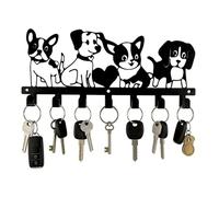 Porte Cle Mural Forme de Chien,Patere Murale Silhouette Noire,Crochet Mural Adhesif Sept Crochets,Porte Clefs Décoration pour Ranger le Couloir,Cadeau pour les Amoureux des Animaux,26 X 10,7 cm