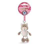 Porte-clé - NICI - Talisminis - ruban en tissu rose - motif cœurs - chat gris