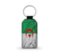 Porte-clé noir en simili cuir Drapeau Algérien fennecs Algérie Muslim Allah Musulman coran Arabe Afrique Ref 3