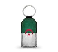Porte-clé noir en simili cuir Drapeau Algérien fennecs Algérie Muslim Allah Musulman coran Arabe Afrique Ref 1