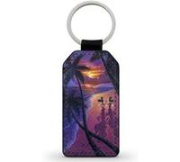 Porte-Cle Noir en Simili Cuir Leather Mickey Minnie Disney Plage Amour Noir G