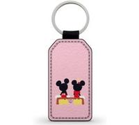 Porte-Cle Noir en Simili Cuir Leather Mickey Minnie Heart Love Disney Noir G