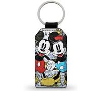 Porte-Cle Noir en Simili Cuir Leather Mickey Minnie Vintage Collage Disney Noir G