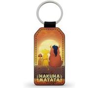 Porte-Cle Noir en Simili Cuir Leather Simba Pumba Timon Le Roi Lion Hakuna Matata Noir G