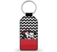 Porte-Cle Noir en Simili Cuir Leather Walt Disney Mickey Minnie Love Kiss Noir G