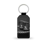Porte-clé noir en simili Cuir Musculation fitness cross fit poids No pain No gain Ref 12