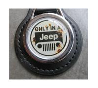 Porte Clé Only In A Jeep Vieux Logo En Simili Cuir Et Métal