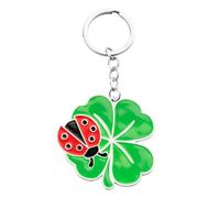 Porte-clé Pendentif Porte Bonheur Trèfle à Quatre Feuilles Coccinelle Ornement Voiture Porte Clef Suspendu Décoration pour Saint Valentin Mariage Anniversaire Fête Nouvel An
