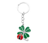 Porte-clé Pendentif Porte Bonheur Trèfle à Quatre Feuilles Coccinelle Ornement Voiture Porte Clef Suspendu Décoration pour Saint Valentin Mariage Anniversaire Fête Nouvel An