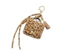Porte-clé personnalisable avec motif animal avec rangement sécurisé et nœud rétro pour essentiels quotidiens, Sac marron clair, Taille unique
