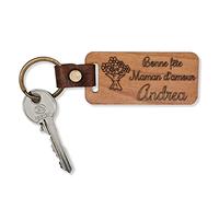 Porte clé personnalisable en bois avec un texte et une image. Un cadeau original et unique à offrir pour faire passer un message Marron