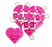 Porte Clé Personnalisé À Partager - Forme De Cœur - 12 Couleurs En Acrylique - 2 À 12 porte clef - Gravure Texte- Cadeau Famille Amis Couple