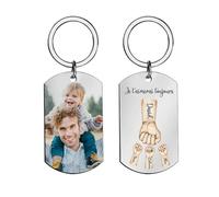 Porte Clé Personnalisé avec Photo Porte Clef Personnalisable Texte Gravé Cadeau pour Anniversaire Cadeau Personnalisé pour Papa Homme Femme Ami