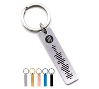 Porte-clé personnalisé en métal avec code Spotify scannable qui lance la musique ou playlist, texte et gravure personnalisable, cadeau de Noël homme femme, couple