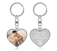 Porte clé Personnalisé photo recto verso, cadeau en cœur pour famille avec gravure texte, médaillon impression UV couleur, accessoire clés idéal présent photo et image sur mesure
