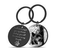 Porte Clé Personnalisé Porte Clé Photo Double Face Personnalisable Circulaire, Gravure Laser Text Et Impression Photo, Cadeau Pour Hommes Femmes Valentin Anniversaire Festival (Noir)