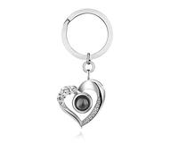 Porte cle Personnalisée,Porte-clés Personnalisable Photo,Porte-clés Plaque en métal personnalisé avec Une Photo,Cadeau d'anniversaire ou de Mariage,idée Cadeau (Silver C,M)