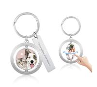 Porte Clé Photo Recto Verso, Avec Photo Et Texte Porte Clé Personnalisé, Cadeau Personnalisé Pour Homme Et Femme Anniversaire, Saint Valentin, NoëL (Tourner le cercle)