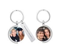 Porte Clé Photo Recto Verso, Avec Photo Et Texte Porte Clé Personnalisé, Cadeau Personnalisé Pour Homme Et Femme Anniversaire, Saint Valentin, NoëL (Ban'yuan rotatif)