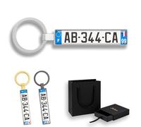 Porte-clé Plaque d’Immatriculation Personnalisée - Numéro & Texte au Choix | Cadeau Voiture Original Homme Femme - Impression UV Brillante - Idée Cadeau Noël.(Occitanie)