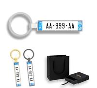 Porte-clé Plaque d’Immatriculation Personnalisée - Numéro & Texte au Choix | Cadeau Voiture Original Homme Femme - Impression UV Brillante - Idée Cadeau Noël.(Hauts-de-France)