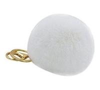 Porte Clé Pompon en poil de lapin , doux au toucher garanti (Blanc) blanc G