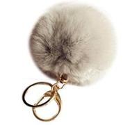 Porte Clé Pompon en poil de lapin , doux au toucher garanti (Gris) gris G
