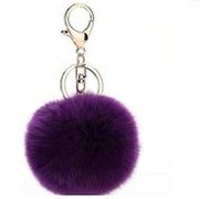 Porte Clé Pompon en poil de lapin , doux au toucher garanti ( Violet Foncé ) violet G