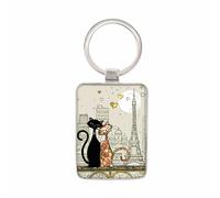 Porte-clé rectangle H017 paris amoureux Kiub Bug Art Beige TU