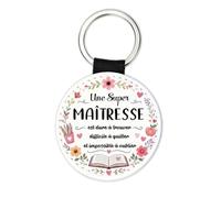Porte-clé Rond en Cuir, Petit Cadeau Remerciement pour Maîtresse, Merci pour tout, Idée Originale de fin d'année école, Cadeaux Discrets mais Significatifs