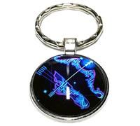 Porte Clé Sagittaire Bleu Métal Signe Astrologique Zodiaque clef astro horoscope voiture porteclef symbole astrologie maison cadeau anniversaire homme femme garçon fille fête mères mamans pères papas