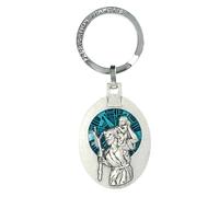 Porte clé Saint Christophe ovale avec fond coloré - Porte-clés - Culte Chrétien en