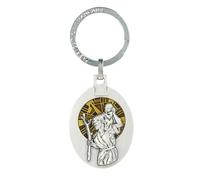 Porte clé Saint Christophe ovale avec fond coloré - Porte-clés - Culte Chrétien en