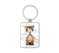 Porte clef avec des animaux - motif chat marron - collection KOOK