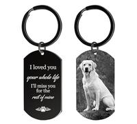 Porte Clef Chien Personnalisable Photo, Souvenir Chien Décédé - Gravure Double Face Inox Porte-clés, Cadeau Chien&Chat Photo Personnalisé