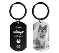 Porte Clef Chien Personnalisable Photo, Souvenir Chien Décédé - Gravure Double Face Inox Porte-clés, Cadeau Chien&Chat Photo Personnalisé