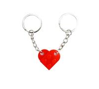 Porte Clef Couple,2 PCS Coffret de Porte-clés Cœurs en Briques de Construction Rouge Clef Coeur pour Couples Anniversaire Saint-Valentin pour Femme Homme
