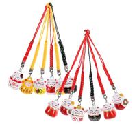 Porte clef du chat Maneki Neko, Mousqueton Porte Clé en forme de chat porte, femme homme Porte-clés chat Beckoning Feng shui Bonne santé couleur aléatoire 12PCS - Couleur Aléatoire