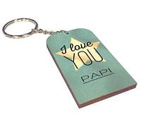 Porte Clef en BOIS - I Love You Papi (Cadeau fête des grands pères, anniversaire, noël pour papi, annonce de naissance ...) Mod. PcB1