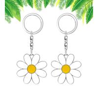 Porte Clef Fleur, 2 Pièces Porte Clef Fleur de Marguerites Porte-Clés Fleur émail Porte - Clés Chrysanthème Sac à Main Portefeuille Porte-Clé Fleur Cadeau pour Une Amie Des Fleurs