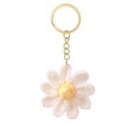 Porte clef fleur marguerite, Porte-clés Daisy tressé tricoté à la main，porte-clés décoratif et mignon en métal, breloque de sac à main et voiture, cadeau pour femmes et filles accessoires de mode