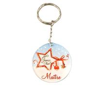 Porte Clef - Joyeux Noël Maître (Cadeau de Noël pour le maître de votre enfant - décoration de Sapin)