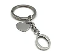 Porte Clef Lettre avec coeur - Initial A-Z nom Porte-clés - Acier inoxydable fait à la main - Petit ami petite amie partenaire voiture (O)
