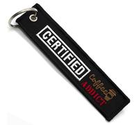 Porte Clef Moto - Cadeau pour Motard Porte-cle moto en Tissu CERTIFIED COFFE ADDICT, Accessoires pour Moto - Porte-clés Originaux - Cadeaux Originaux pour Motards