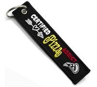 Porte Clef Moto - Cadeau pour Motard Porte-cle moto en Tissu CERTIFIED PIZZA ADDICT, Accessoires pour Moto - Porte-clés Originaux - Cadeaux Originaux pour Motards