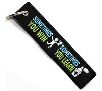 Porte Clef Moto - Cadeau pour Motard Porte-cle moto en Tissu SOMETIMES YOU WIN SOMETIMES YOU LEARN, Accessoires pour Moto - Porte-clés Originaux - Cadeaux Originaux pour Motards